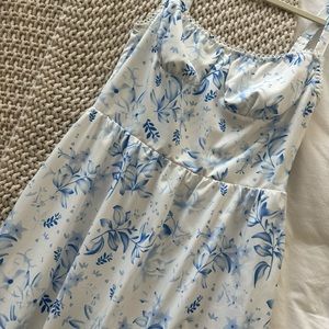 Blue & White Floral Maxi Dresd